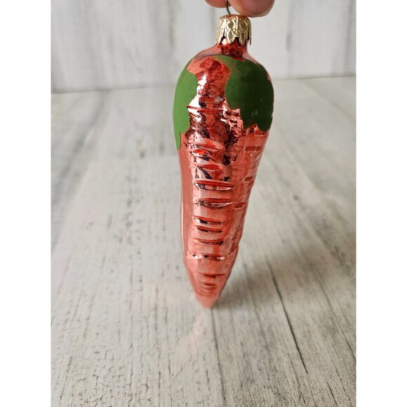 Vintage wear Germany glass carrot vegetable ornament Xmas tree - Picture 3 of 7